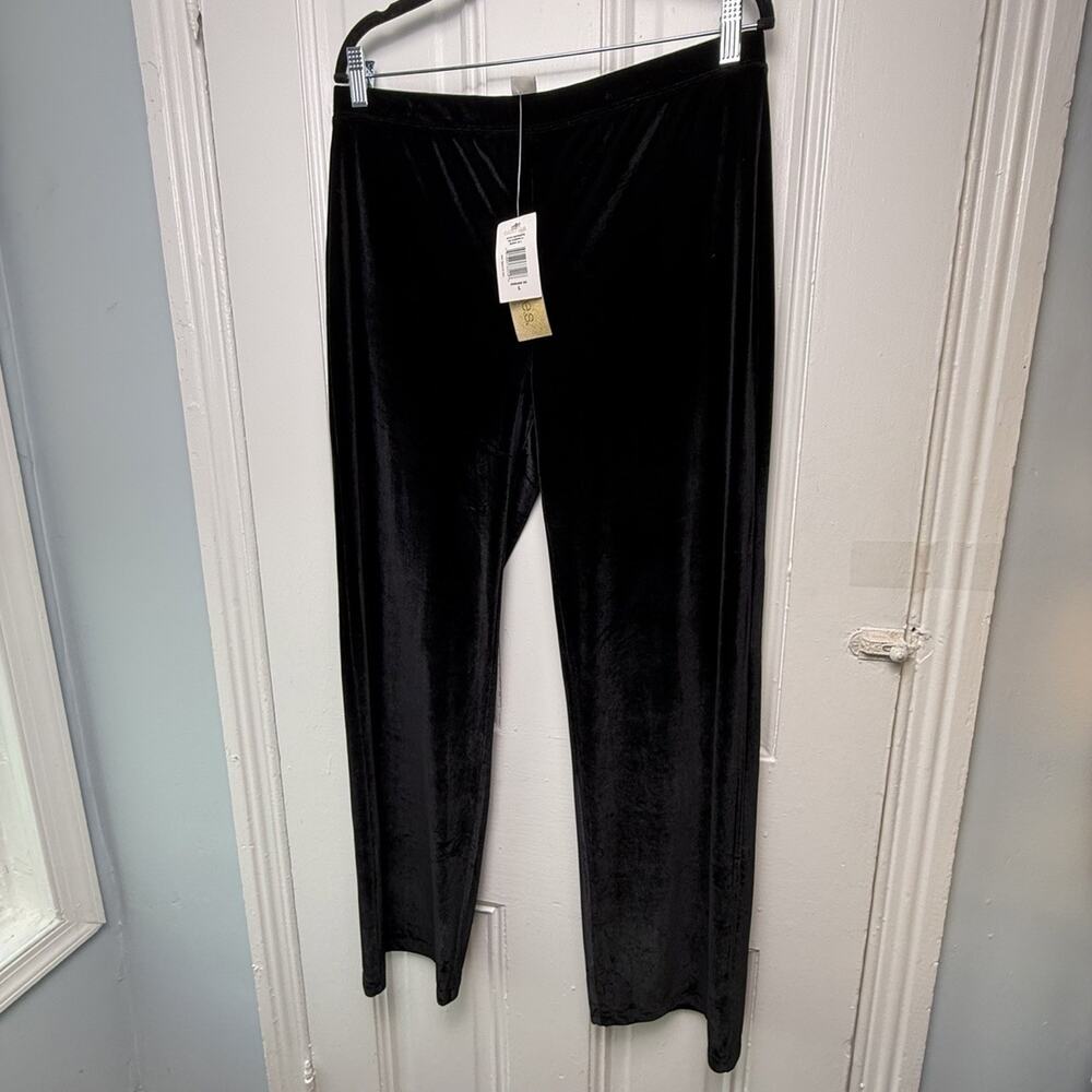 Wide‎ Leg Velvet Pants Elastic Waist Black Womens Large NWT Dressy Flowy